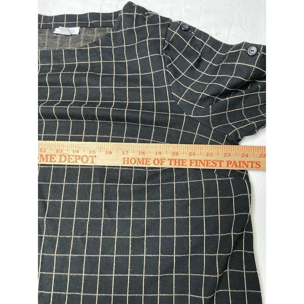 J Jill Ponte Blouse 2x WindowPane Plaid Button Accent Stretch Side Slit Buttons - Picture 6 of 8